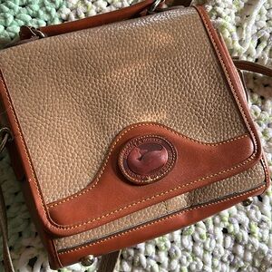 Vintage 90s Dooney & Bourke Mushroom Brown Stud-Bottom Leather Bag